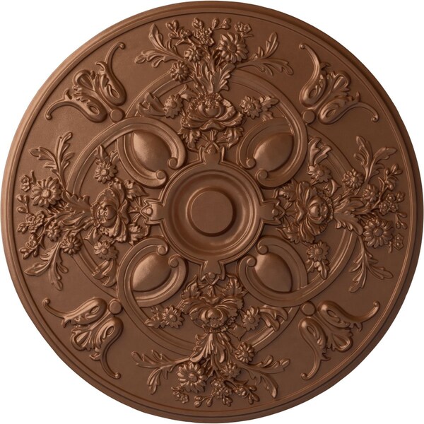 Ekena Millwork Baile Ceiling Medallion (Fits Canopies up to 6"), Hand-Painted Polished Copper, 31 1/4"OD x 2 1/4"P CM31BAPOS - main